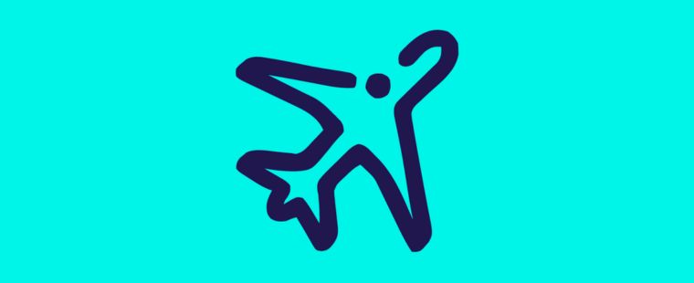 Plane icon on a turquoise background