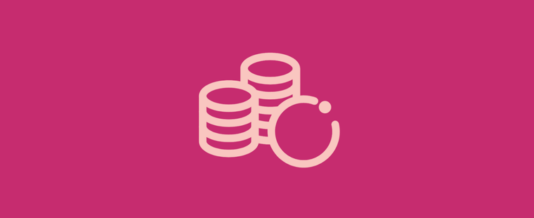 Icon of coins on pink background